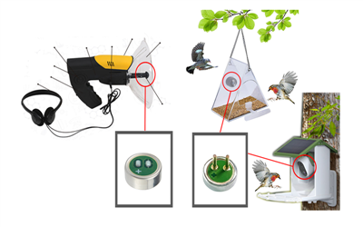 Cápsulas de microfone para dispositivos de escuta de pássaros e monitoramento...